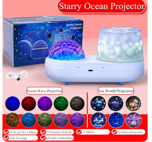Galaxy Star Projector Night Light with USB Rechargeable Ocean